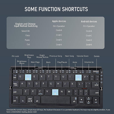 JOMAA Mini Teclado Bluetooth Plegable Teléfono móvil inalámbrico Tableta Teclado y ratón recargables universales